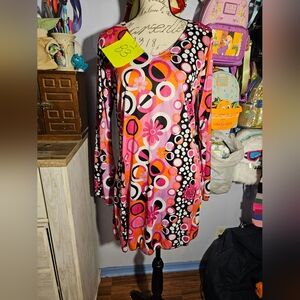Hippie Costume Dress Womens Size Xlarge Pink With Bell Sleeves